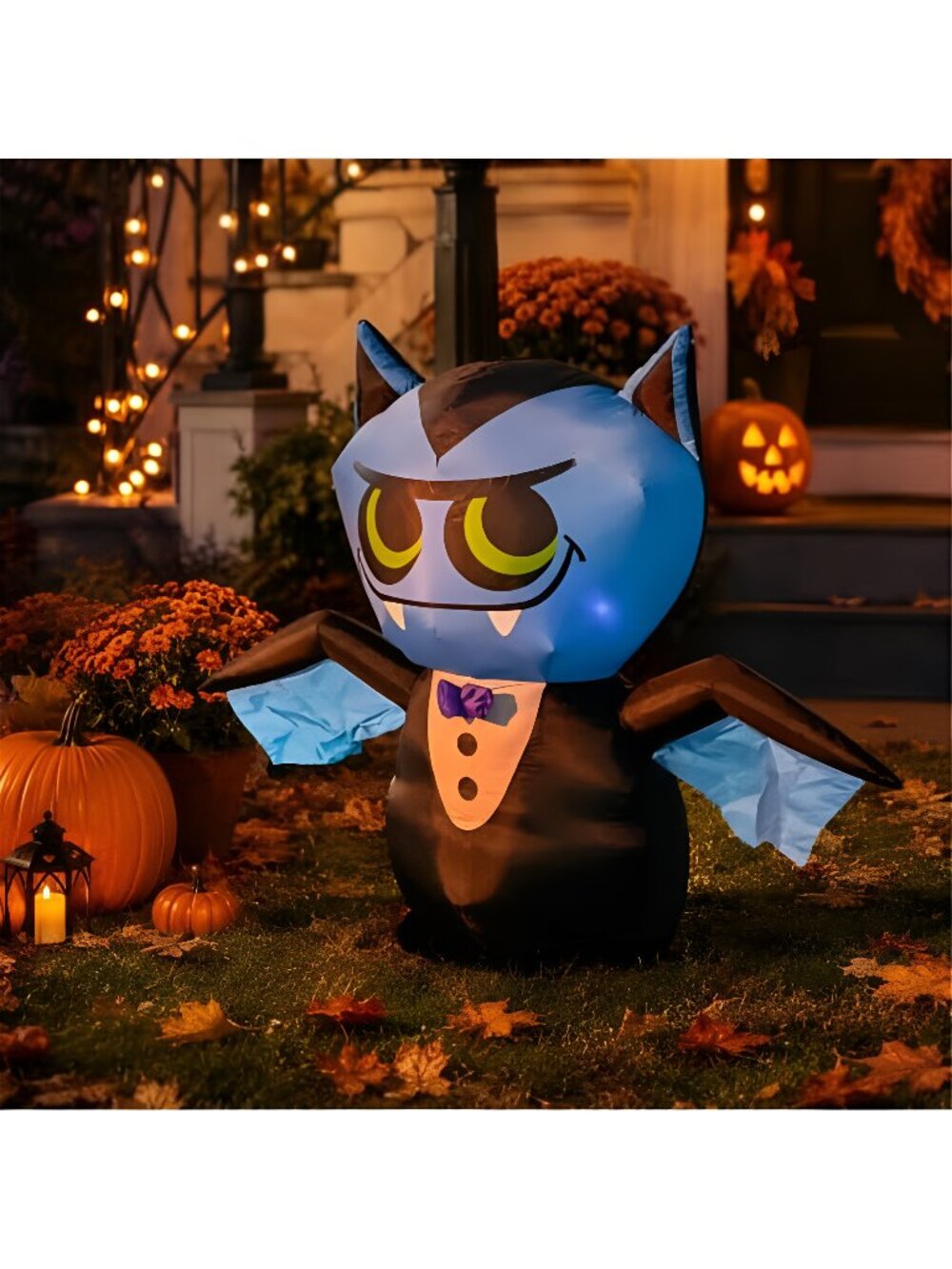 4FT Halloween Inflatable Vampire Bat Decoration with LED Lights, Cute Blow Up